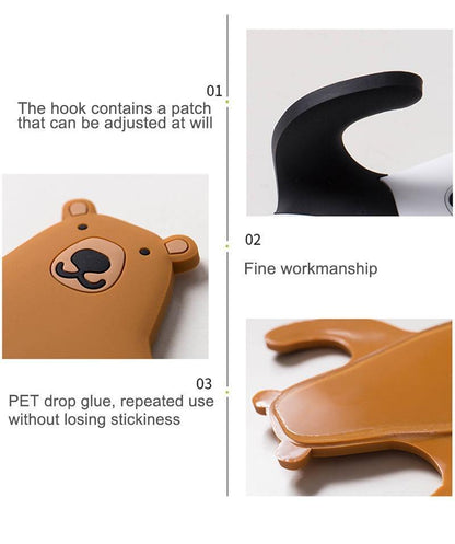 Flexible Adhesive Animal Fridge and Wall Hooks